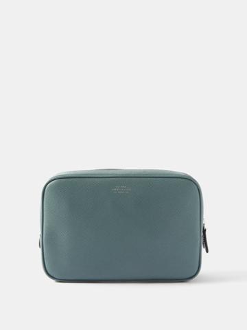 Smythson - Panama Zipped Leather Pouch - Mens - Green