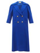 Gucci - Double-breasted Wool-natte Coat - Womens - Blue