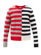 Matchesfashion.com Helmut Lang - Contrast-striped Wool-blend Sweater - Mens - Red Multi