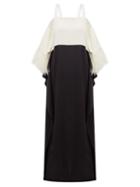 Matchesfashion.com Burberry - Feather Embellished Silk Blend Satin Gown - Womens - White Black