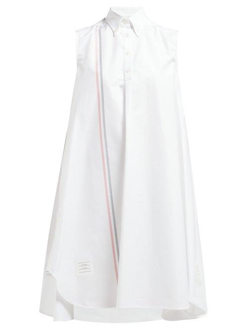 Matchesfashion.com Thom Browne - Striped Cotton Twill Shirtdress - Womens - White
