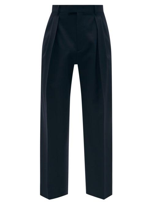 Valentino - Pleated Wool-twill Trousers - Mens - Black
