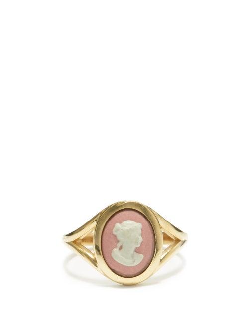 Matchesfashion.com Ferian - Profile Wedgwood Cameo & 9kt Gold Signet Ring - Womens - Pink White
