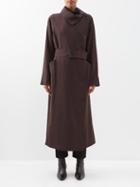 Co - Asymmetric Slubbed-canvas Trench Coat - Womens - Dark Brown