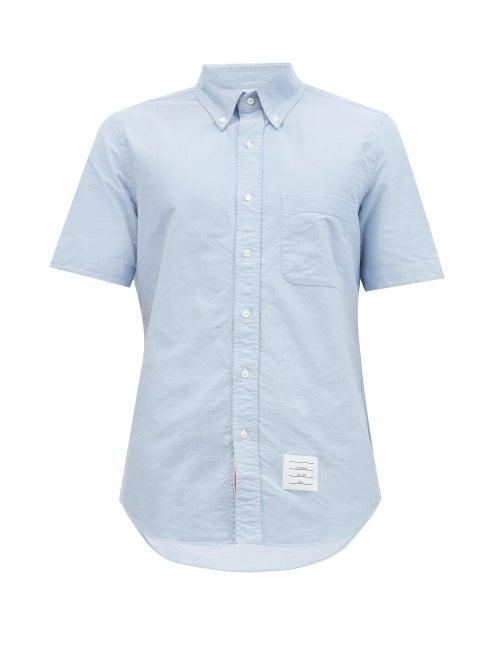 Matchesfashion.com Thom Browne - Tricolour Button-down Collar Cotton-oxford Shirt - Mens - Light Blue