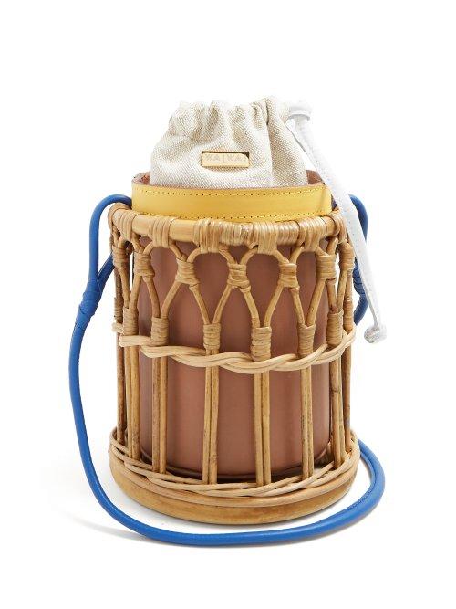 Matchesfashion.com Wai Wai - Bamboo Cage And Leather Bucket Bag - Womens - Light Brown