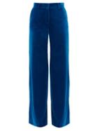 Matchesfashion.com Bella Freud - Kim Cotton-velvet Wide-leg Trousers - Womens - Blue
