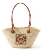 Loewe - Anagram Small Leather-trimmed Woven Basket Bag - Womens - Beige