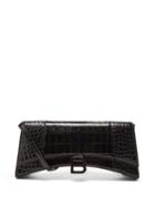 Balenciaga - Hourglass Stretched Croc-effect Leather Bag - Womens - Black