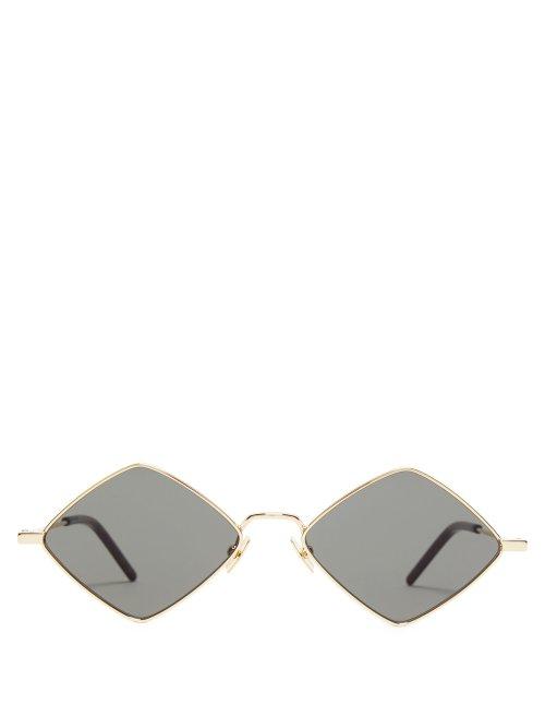 Matchesfashion.com Saint Laurent - Lisa Diamond Frame Metal Sunglasses - Womens - Gold Multi