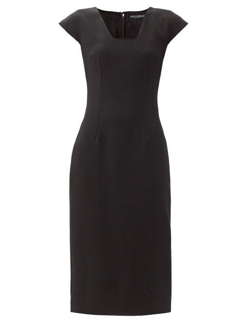 Matchesfashion.com Dolce & Gabbana - Cap-sleeve Cady-crepe Midi Dress - Womens - Black