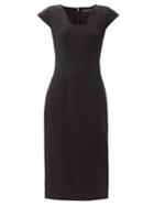 Matchesfashion.com Dolce & Gabbana - Cap-sleeve Cady-crepe Midi Dress - Womens - Black