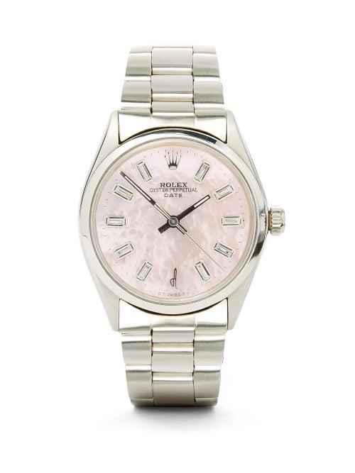 Jacquie Aiche - Vintage Rolex Oyster Diamond & Steel Watch - Womens - Pink Multi