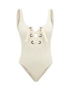 Eres - Cleodore Lace-up Swimsuit - Womens - Off White