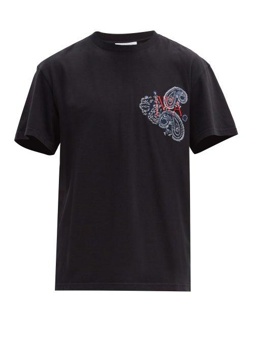Matchesfashion.com Jw Anderson - Logo-embroidered Cotton-jersey T-shirt - Mens - Black