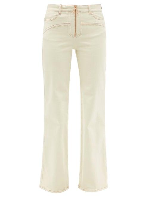 Ladies Rtw See By Chlo - Contrast-stitch Zipped Flared-leg Jeans - Womens - Cream