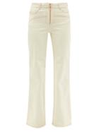 Ladies Rtw See By Chlo - Contrast-stitch Zipped Flared-leg Jeans - Womens - Cream