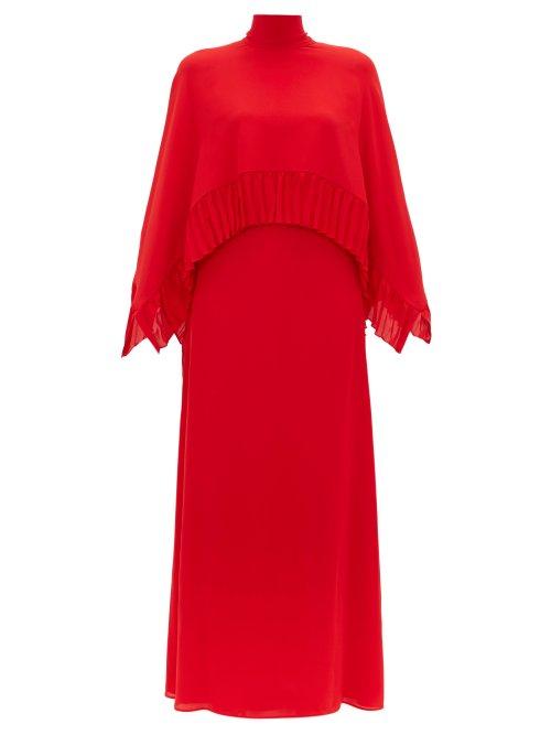 Matchesfashion.com Valentino - High Neck Silk Crepe Gown - Womens - Red