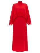 Matchesfashion.com Valentino - High Neck Silk Crepe Gown - Womens - Red