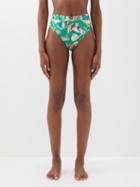 Ale Mais - Arlo High-rise Floral-print Bikini Briefs - Womens - Green Multi