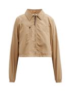 Matchesfashion.com Fendi - Point-collar Zipped Cropped Jacket - Womens - Beige