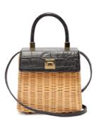 Matchesfashion.com Sparrows Weave - The Classic Wicker And Leather Top Handle Bag - Womens - Navy