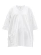 Eskandar - V-neck Pocket Cotton-jersey T-shirt - Womens - White