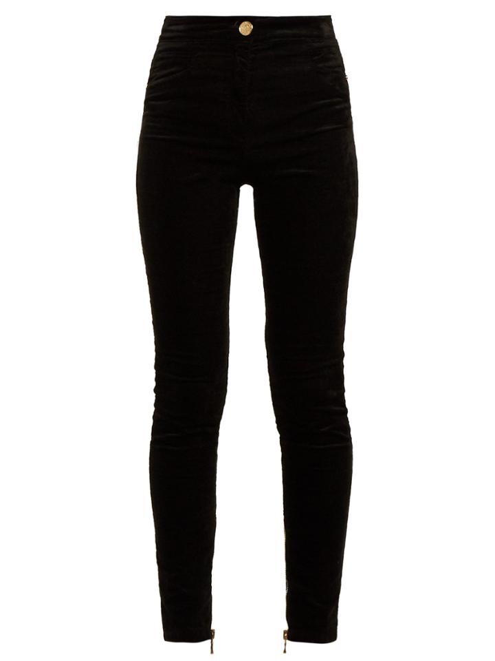 Balmain High-rise Velvet Trousers