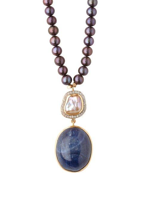 Matchesfashion.com Jade Jagger - 18kt Gold, Sapphire & Pearl Necklace - Womens - Blue