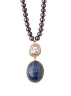 Matchesfashion.com Jade Jagger - 18kt Gold, Sapphire & Pearl Necklace - Womens - Blue