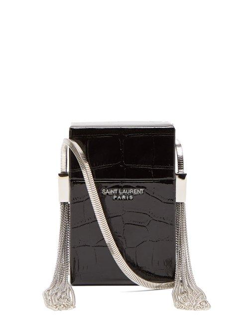 Matchesfashion.com Saint Laurent - Smoking Minaudire Leather Cross Body Bag - Womens - Black