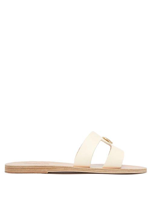 Matchesfashion.com Ancient Greek Sandals - Desmos Coin Embellished Leather Slides - Womens - White
