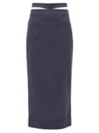 Matchesfashion.com Jacquemus - Valerie Cutout-waist Midi Pencil Skirt - Womens - Navy