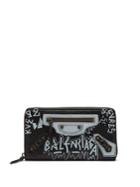 Balenciaga Classic Graffiti-print Zip-around Leather Wallet