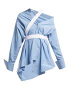 Matchesfashion.com Palmer//harding - Heathers Off The Shoulder Cotton Blend Shirt - Womens - Blue White