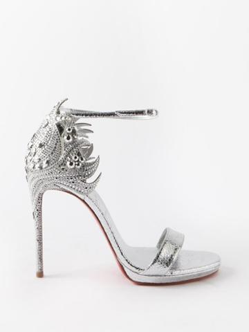 Christian Louboutin - Loubi Vega 120 Crystal-embellished Leather Sandals - Womens - Silver