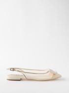Roger Vivier - Gommettine Slingback Leather Point-toe Flats - Womens - Natural