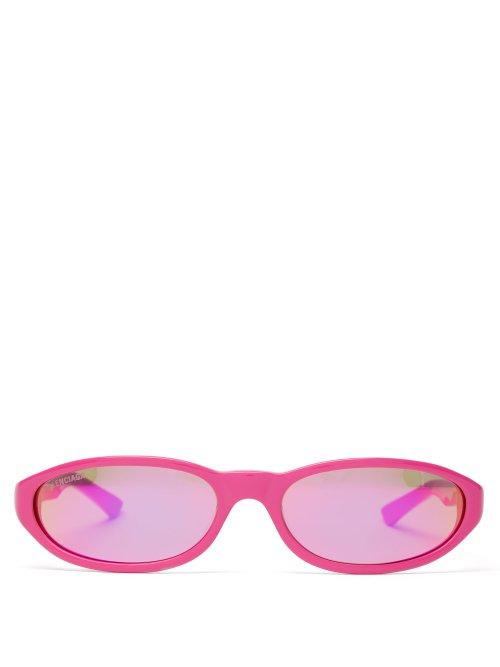 Matchesfashion.com Balenciaga - Neo Oval Frame Acetate Sunglasses - Mens - Pink