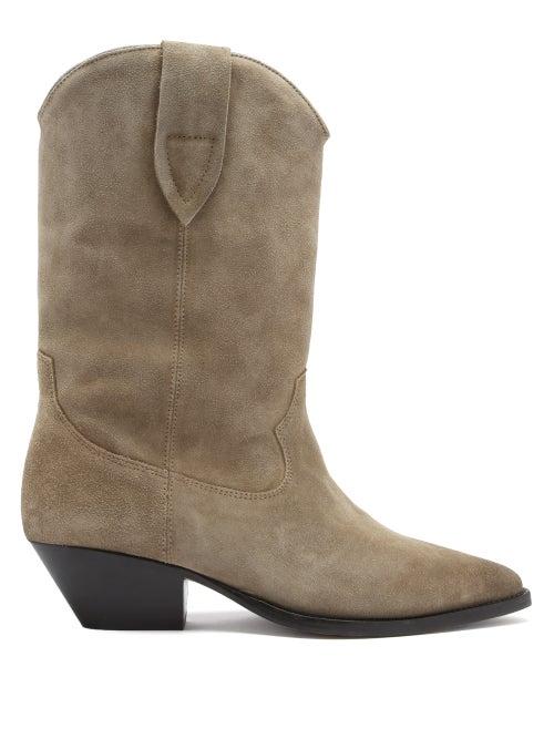 Matchesfashion.com Isabel Marant - Duerto Suede Western Boots - Womens - Beige
