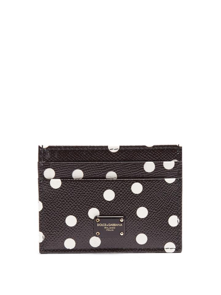 Dolce & Gabbana Polka-dot Print Leather Cardholder