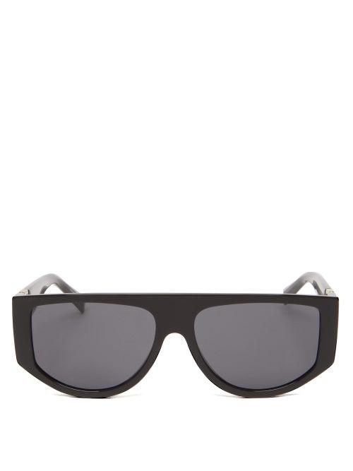 Matchesfashion.com Givenchy - Flat-top Oval Acetate Sunglasses - Womens - Black