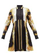 Versace - Baroque-print Silk Shirt Dress - Womens - Multi