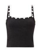 Matchesfashion.com Staud - Harley Buttoned Rib-knitted Cropped Top - Womens - Black