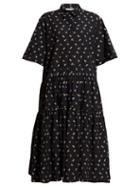 Matchesfashion.com Cecilie Bahnsen - Amy Floral Print Tiered Shirtdress - Womens - Black