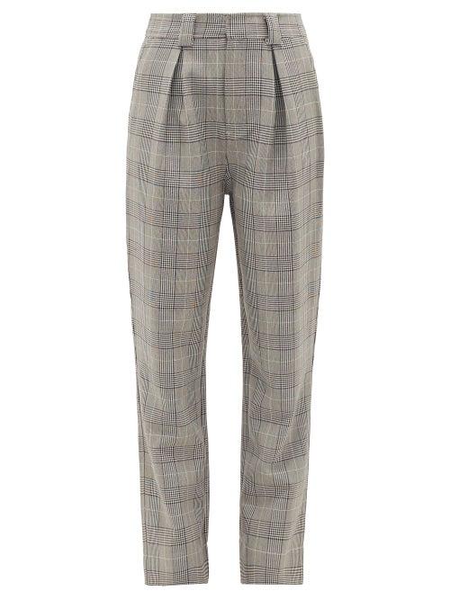 Matchesfashion.com Ganni - Prince Of Wales-check Tailored Trousers - Womens - Grey