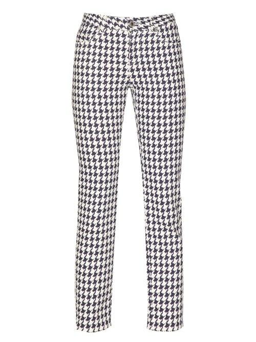Matchesfashion.com Alexander Mcqueen - Cropped Houndstooth Denim Trousers - Womens - White Multi