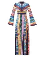 Matchesfashion.com Mary Katrantzou - Deznine Swirling Print Pleated Crepe Dress - Womens - Multi