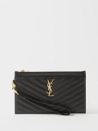 Saint Laurent - Ysl-plaque Quilted-leather Wristlet Cardholder - Womens - Black