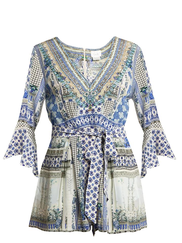 Camilla Salvador Summer V-neck Silk Playsuit