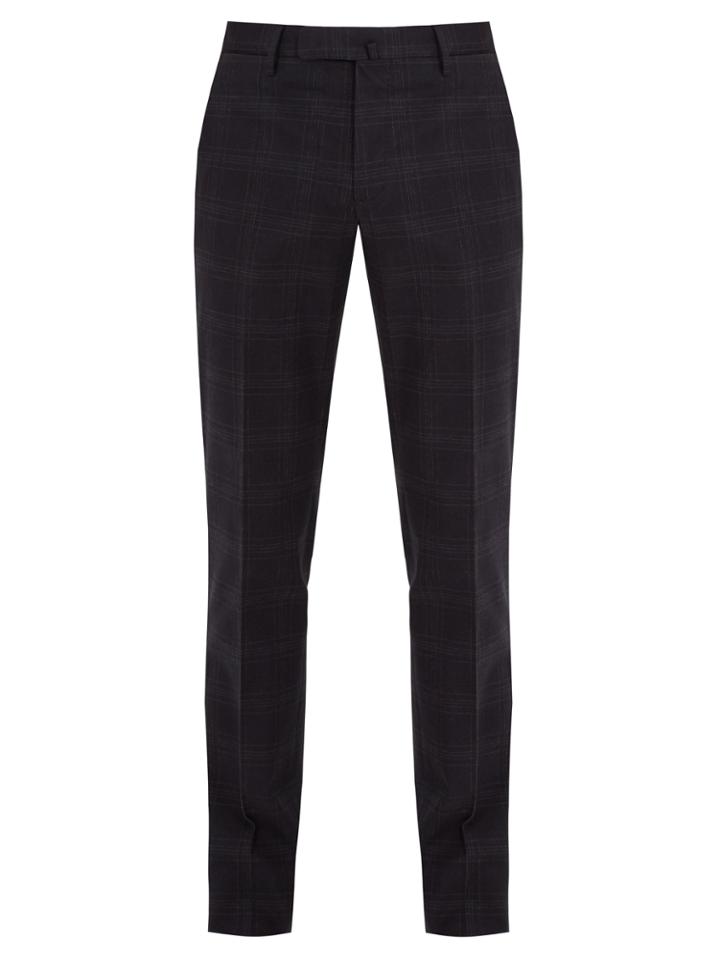 Incotex Checked Slim-leg Cotton-blend Trousers